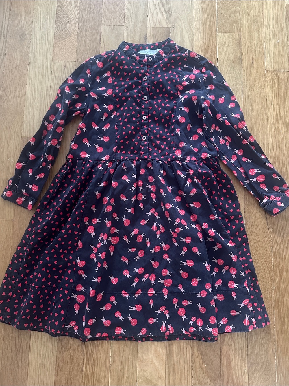 Stella Mccartney Black Dress with Red Heart & ladybug Print